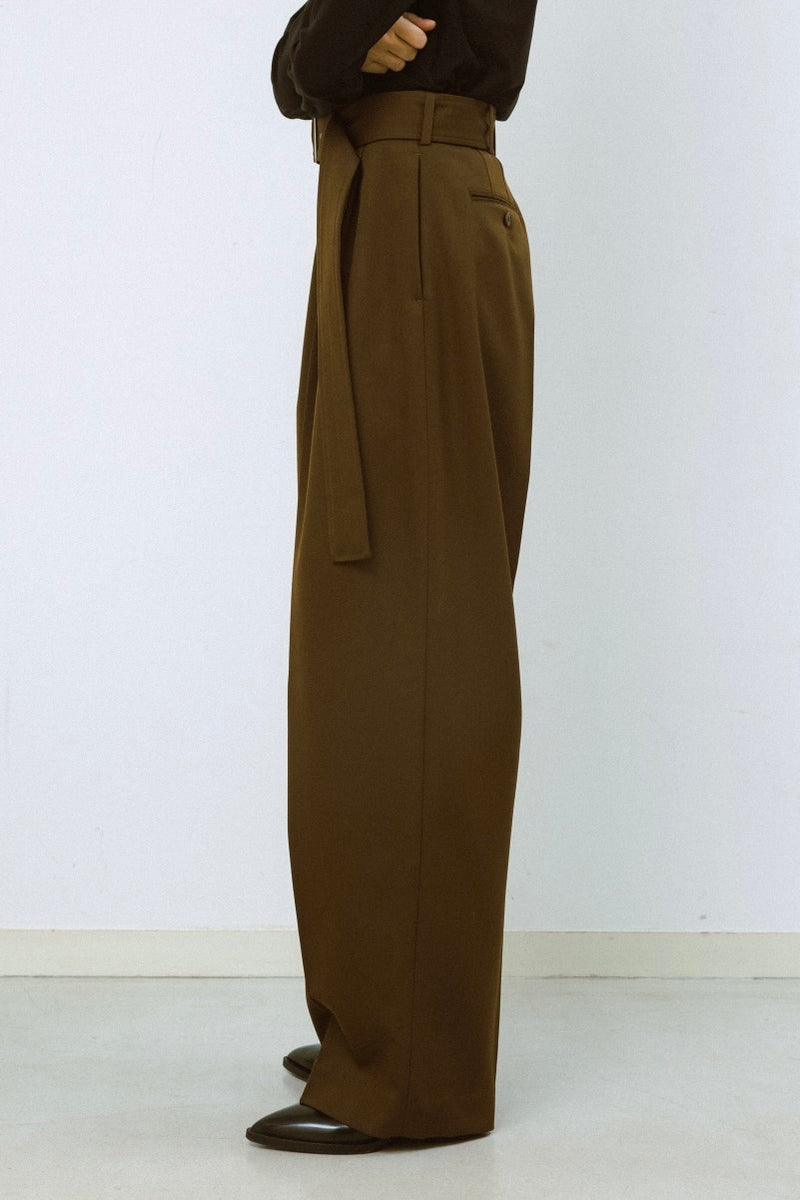 Dobby cloth 2tuck belted wide pants – 08sircus