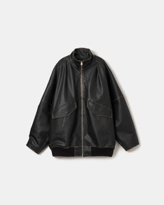 2tone goth leather mid blouson