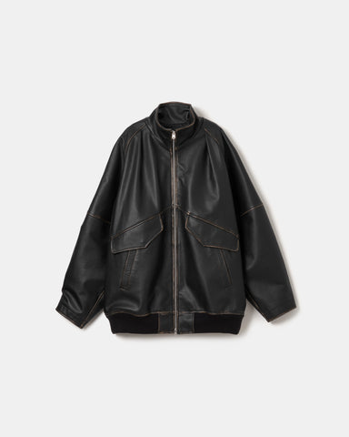 2tone goth leather mid blouson
