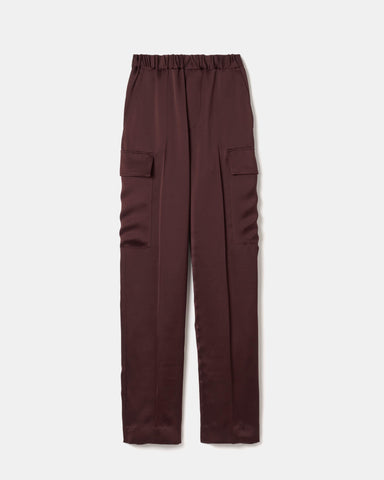 Viscose satin easy cargo pants
