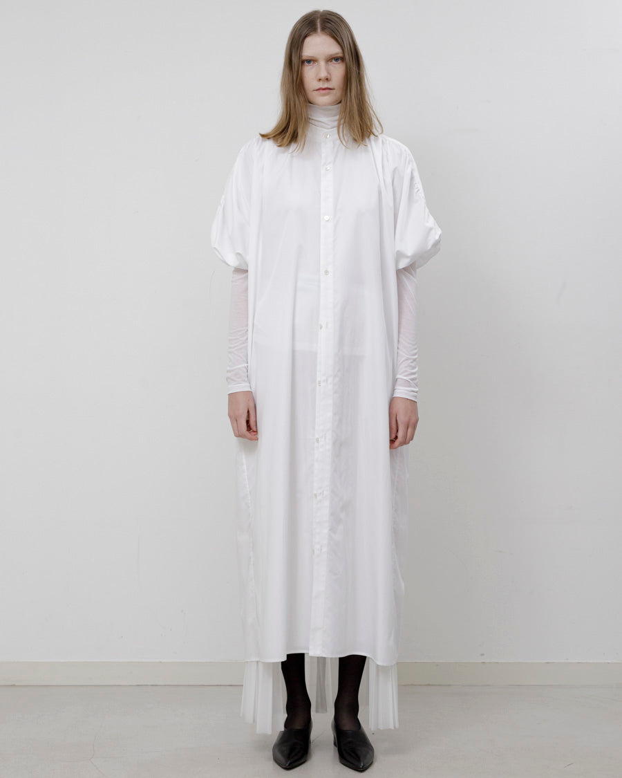 Broad tuck gather sleeve shirt dress – 08sircus