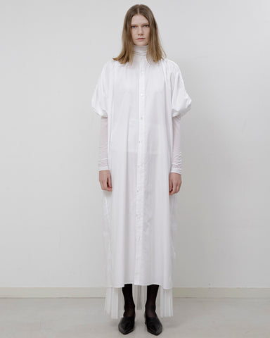 Broad tuck gather sleeve shirt dress