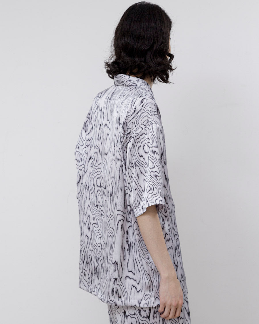 ゼロエイトサーカス 08sircus Moire satin open collar shirt 半袖シャツ S25SS-SH04 グリーン サイズ： 08sircus(ゼロエイトサーカス) Moire satin open collar shirt