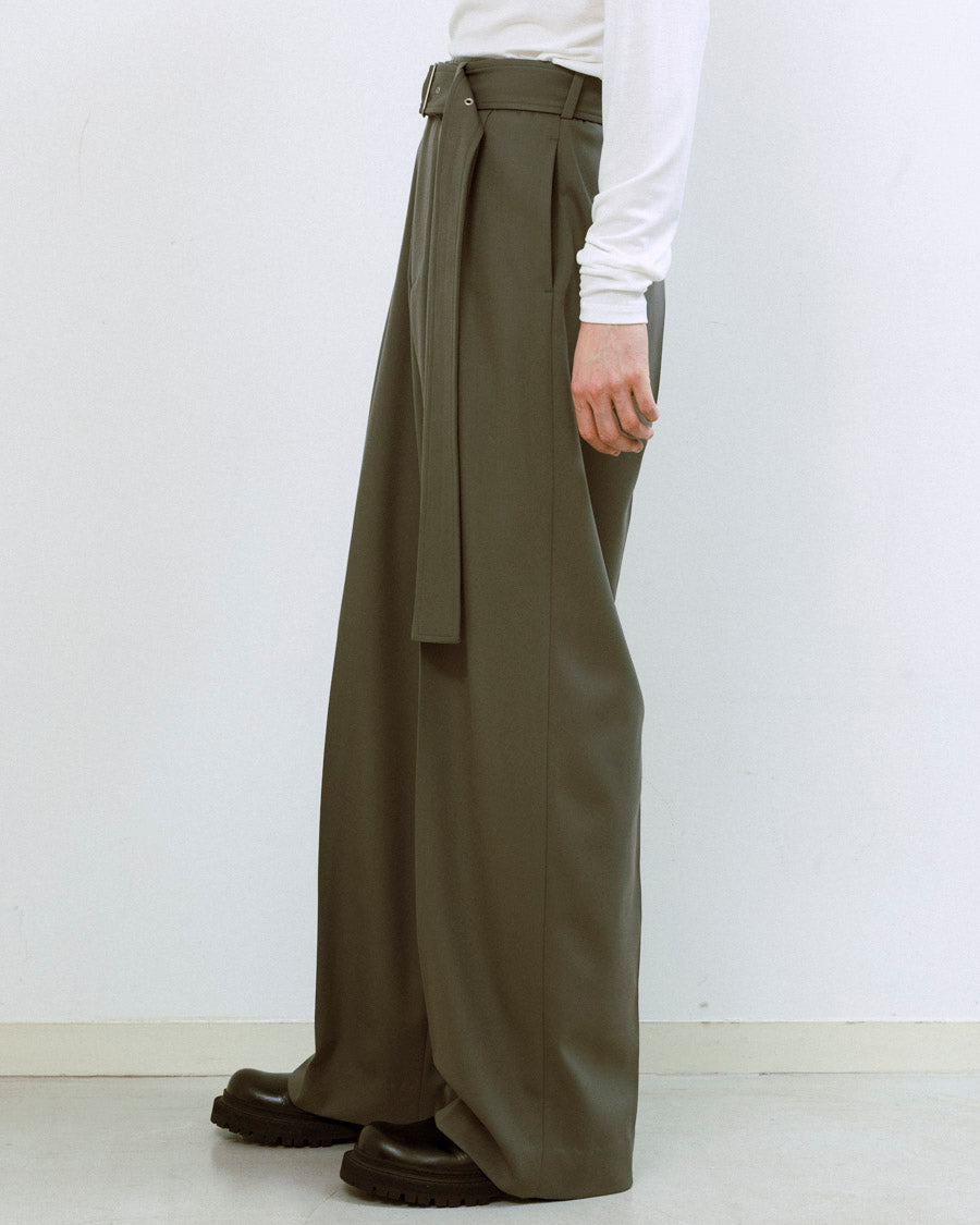 Dobby cloth 2tuck belted wide pants – 08sircus
