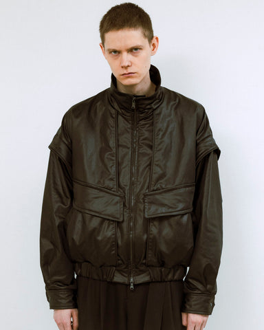 Wax vintage padded detachable short blouson (water repellent)