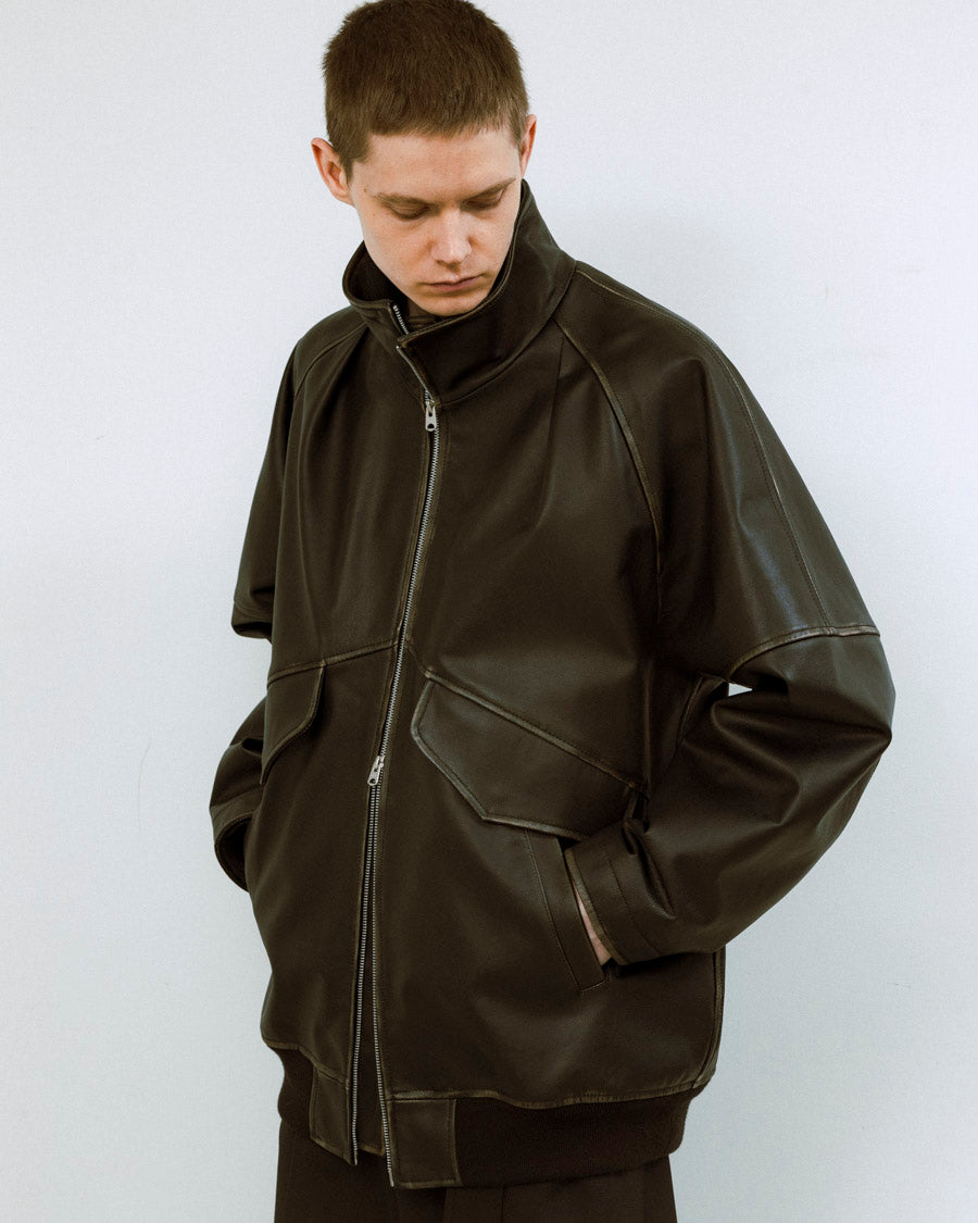 2tone goth leather mid blouson – 08sircus