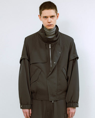 Light twill padded detachable short blouson