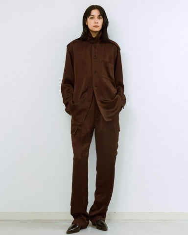 Viscose satin military shirt