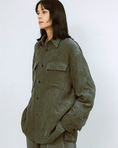 Matelasse jacquard over shirt jacket