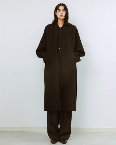 Wool melton double face rever stadium coat