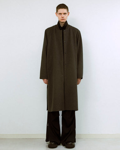 Wool melton double face rever stadium coat