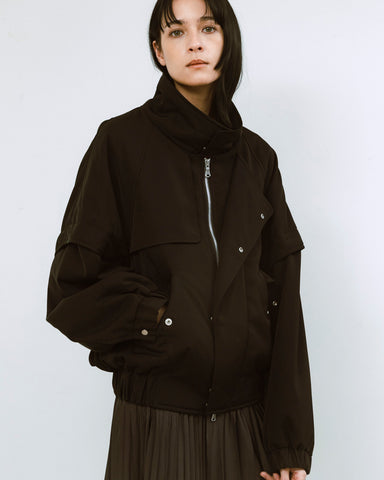Light twill padded detachable short blouson