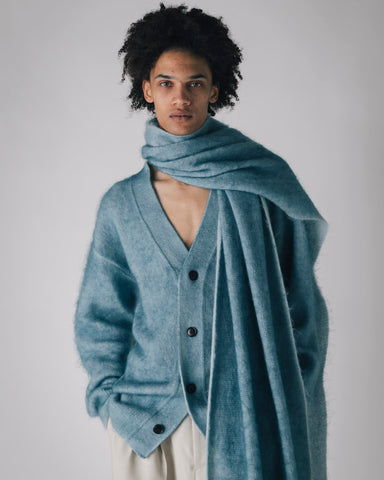 Spray dyed mohair knit cardigan