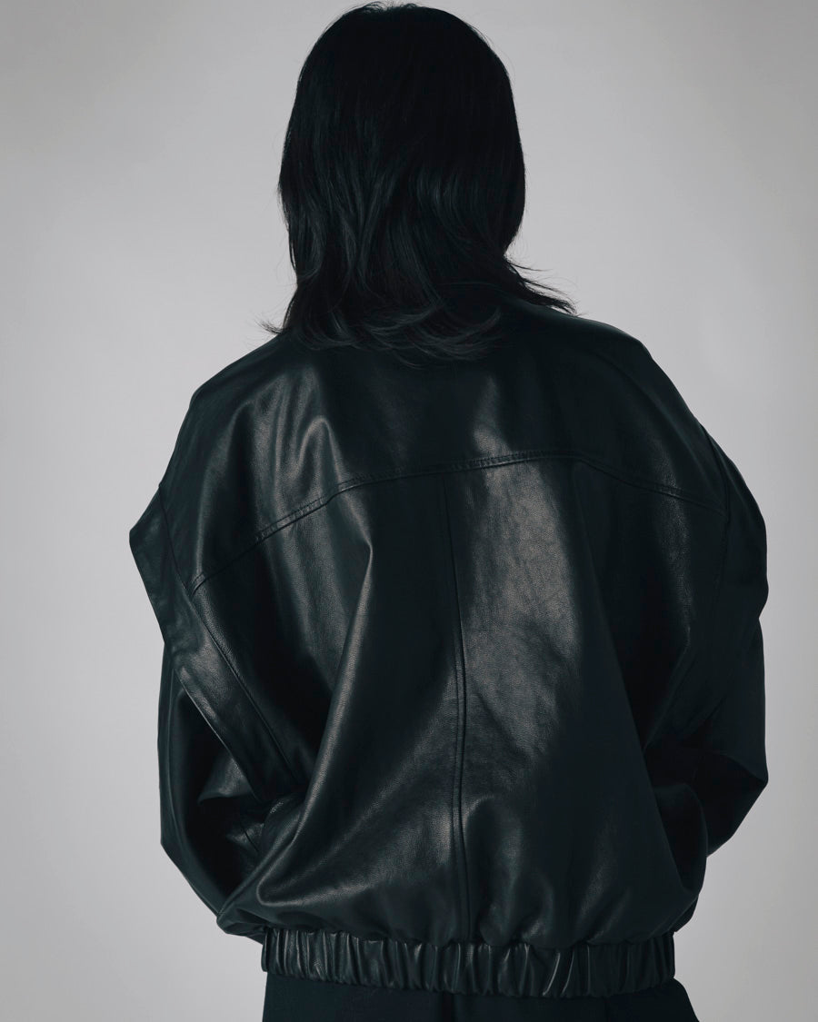 08circus Goat leather zip up blouson