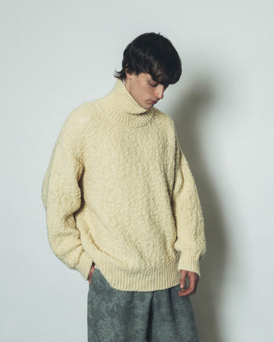 Wool slub high neck sweater