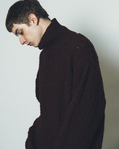 Wool slub high neck sweater