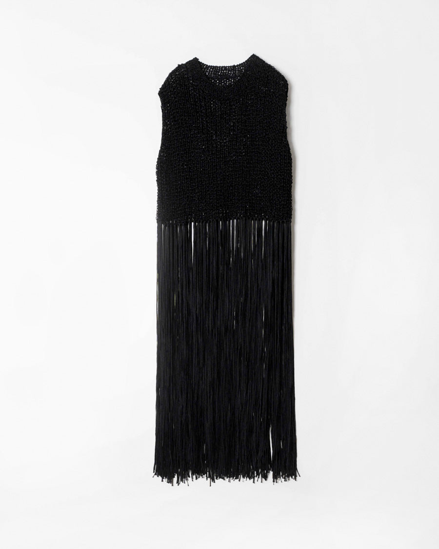 Rayon tape yarn hand knitting fringe vest – 08sircus