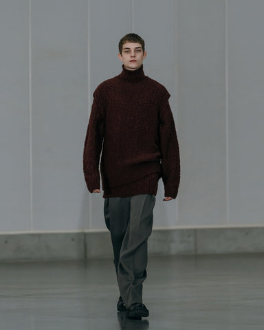 Wool slub crew neck vest